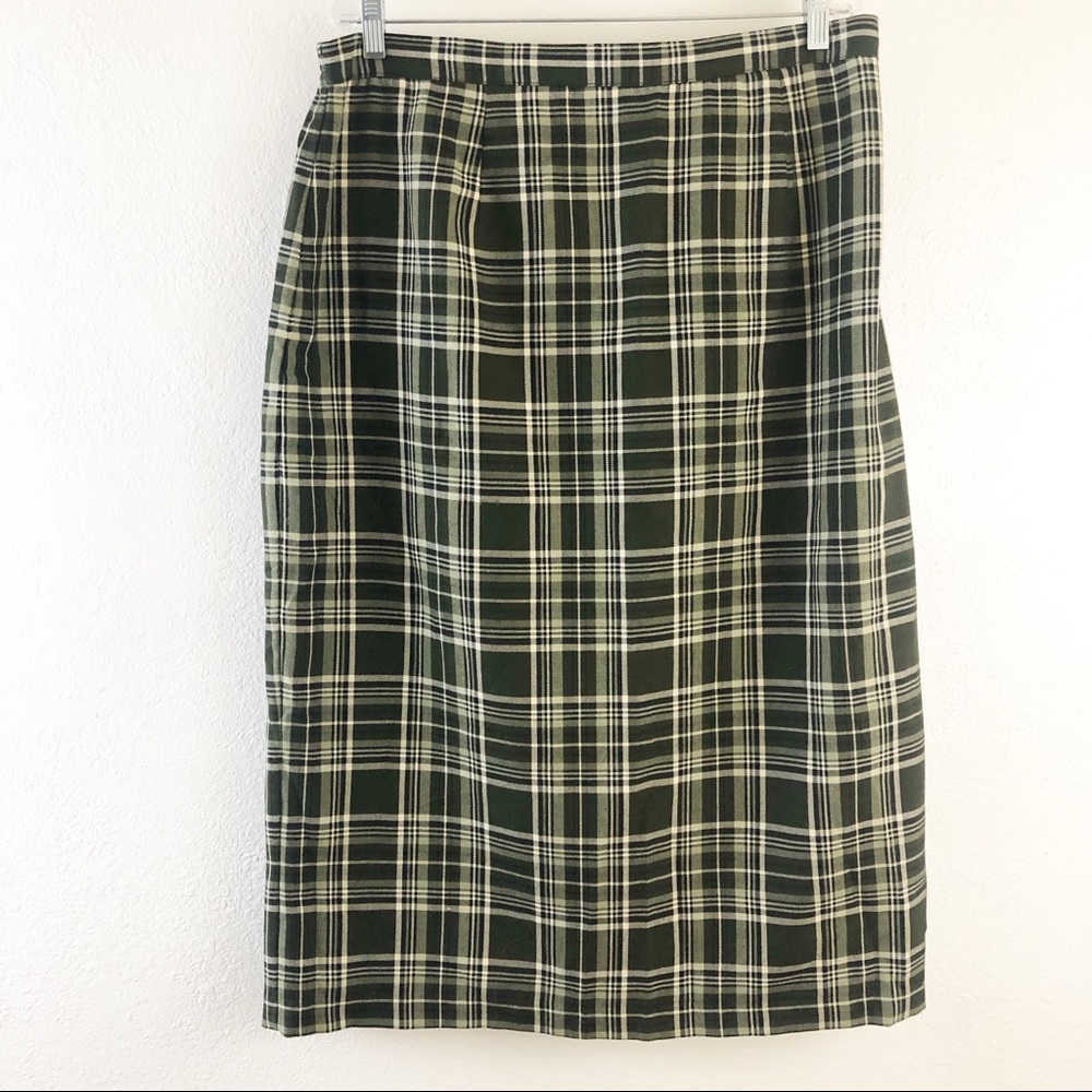 Sag Harbor Green Plaid Long Full Lining Skirt 18W